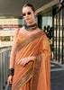 Jaffa Orange Woven Linen Tissue Silk Saree