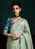 Saga Green Designer Tissue Silk Saree With Printed Blouse