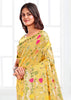 Vibrant Yellow Woven Linen Cotton Silk Saree
