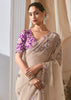 Pre Order:Dusky White Designer Silk Saree