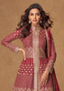 Earthy Red Embroidered Georgette Anarkali with Dupatta