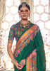 Hunter Green Printed Kashmiri Jamewar Saree