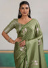 Sage Green Woven Satin Silk Saree
