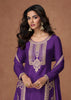 Dark Purple Heavy Embroidered Sharara Set