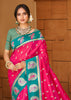Pink & Green Woven Banarasi SIlk Saree