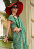 Turquoise Green Printed Georgette Silk Saree