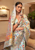 ICY BLUE MUTLICOLORED WOVEN JAMEWAR BANARASI SAREE (7182424473793)