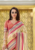 Elegant Beige Tissue Banarasi Silk Saree with Contrast Border