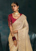 Ivory Embroidered Designer Tissue Saree