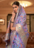 MUTLICOLORED IRIS PURPLE WOVEN JAMEWAR BANARASI SAREE (7182441185473)