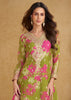 Green and Pink Embroidered Plazzo Set