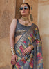 Frost Grey Printed Soft Silk Saree