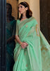 MINT GREEN WOVEN BANARASI LINEN SILK SAREE (6938615742657)