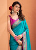 Teal Blue Woven Banarasi Patola Silk Saree