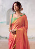 Sunset Orange Woven Tissue Silk Saree