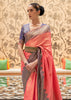 GULMOHAR PINK AND DEEP BLUE BANARASI ZARI SILK SAREE (6971330920641)