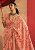 Blush Peach Woven Kashmiri Jamewar Silk Saree