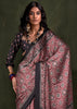 Black And Red Printed Satin Crepe Silk Saree