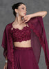 Cocktail Maroon Party Wear Lehenga With Jacket