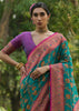 Teal Green Woven Kashmiri Jamewar Silk Saree