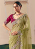 Pista Green Embroidered Designer Silk Saree