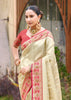 Beige And Red Woven Banarasi Silk Saree
