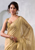 Gold Beige Woven Tissue Silk Saree