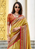 Rich Yellow Banarasi Tissue Silk Saree with Contrast Border