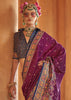Dahlia Purple Printed Silk Saree With Contrast Blouse