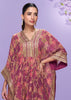 Dry Rose Purple Georgette Kaftaan Sharara Set