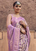 Lavender Purple Digital Printed Silk Saree