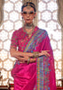 Hot Pink Printed Kashmiri Jamewar Saree