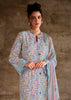 Soft Blue Embroidered Suit Set With Digital Print