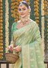 Pastel Green Woven Banarasi Satin Silk Saree