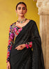 Phantom Black Woven Embroidered Chiffon Saree