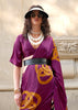 Sparkling Purple Printed Satin Silk Saree