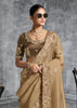 Almond Beige Embroidered Tissue Silk Saree