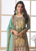 Multicolor Green Embroidered Sharara Set