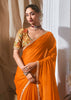 Pre Order: Peel Orange Designer Silk Saree