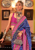 Natural Blue Printed Patola Silk Saree