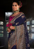 "Exclusive Offer" : Estate Blue Woven Embroidered Banarasi Silk Saree