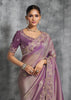 Regal Purple Embroidered Tissue Silk Saree