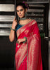 "Exclusive Offer" : Bridal Red Woven Embroidered Banarasi Silk Saree