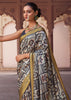 Drizzle Grey Banarasi Digital Printed Silk Saree