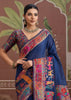 Midnight Blue Woven Cotton Kashmiri Jamewar Saree