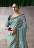“Exclusive Offer” : Aruba Blue Banarasi Designer Saree With Embroidered Blouse
