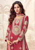 Pompeian Red Wedding Wear Embroidered Plazzo Set