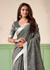 Fossil Grey Woven Linen Silk Saree