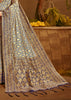 ASH GREY WOVEN BANARASI SILK SAREE (6742284173505)