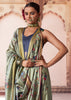 Sage Green Banarasi Digital Printed Silk Saree